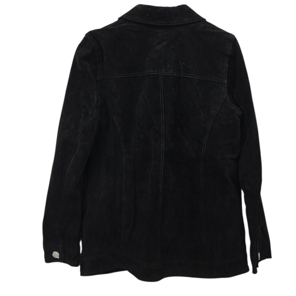 Dennis Basso Suede Leather Button Front  Black Jacket Women’s Sz Small Washable - Picture 2 of 16